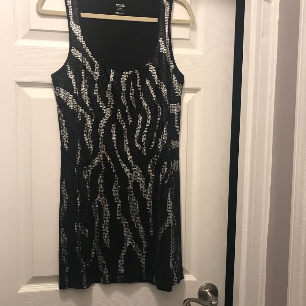 Sequin fitted stretchy tank dress